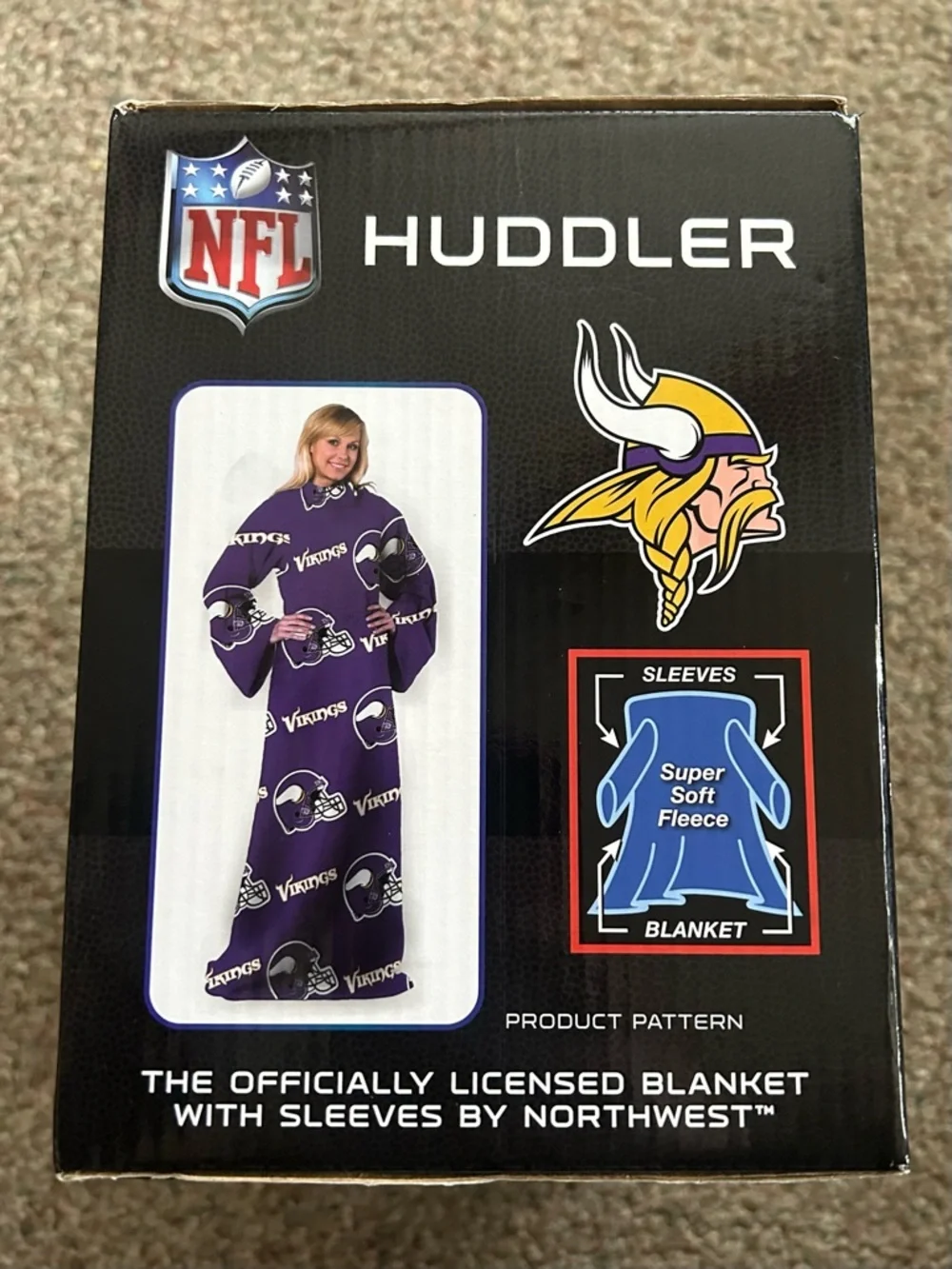 Northwest NFL Adult Minnesota Vikings Uniform Comfy Throw Blanket W/ Sleeves New